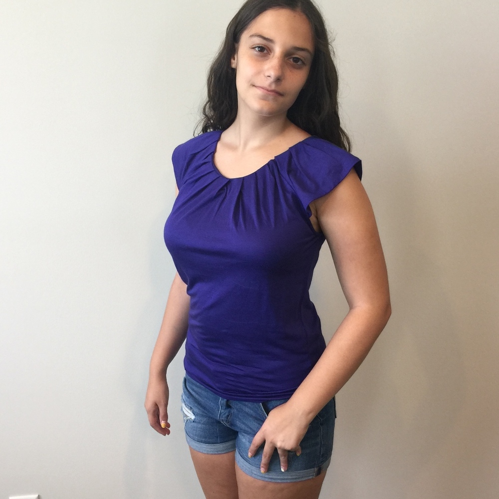 NWT Banana Republic Short Sleeve Zipper-back Top